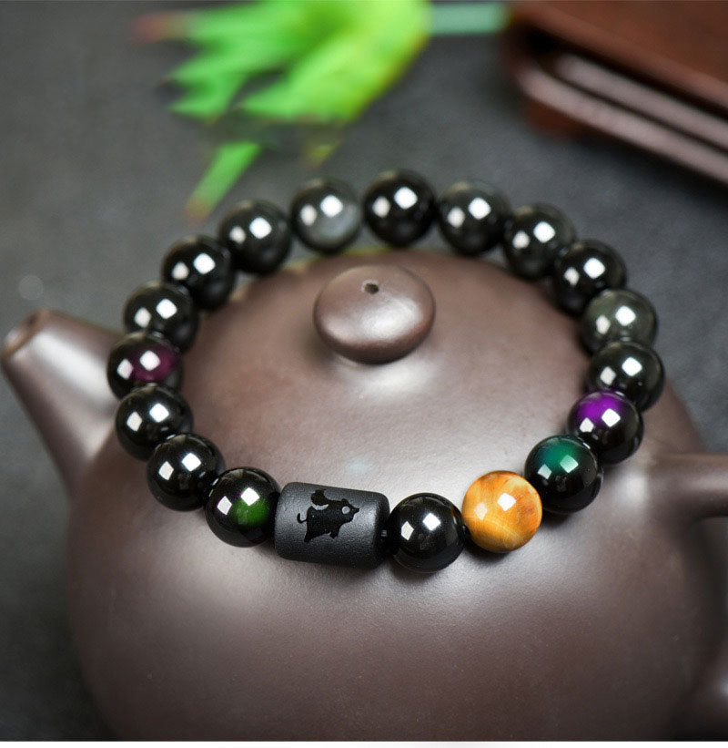 Chinese Zodiac-Natural Obsidian Attract Luck