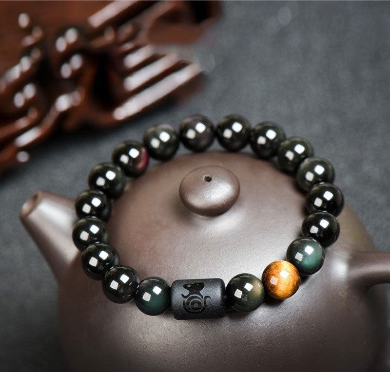 Chinese Zodiac-Natural Obsidian Attract Luck