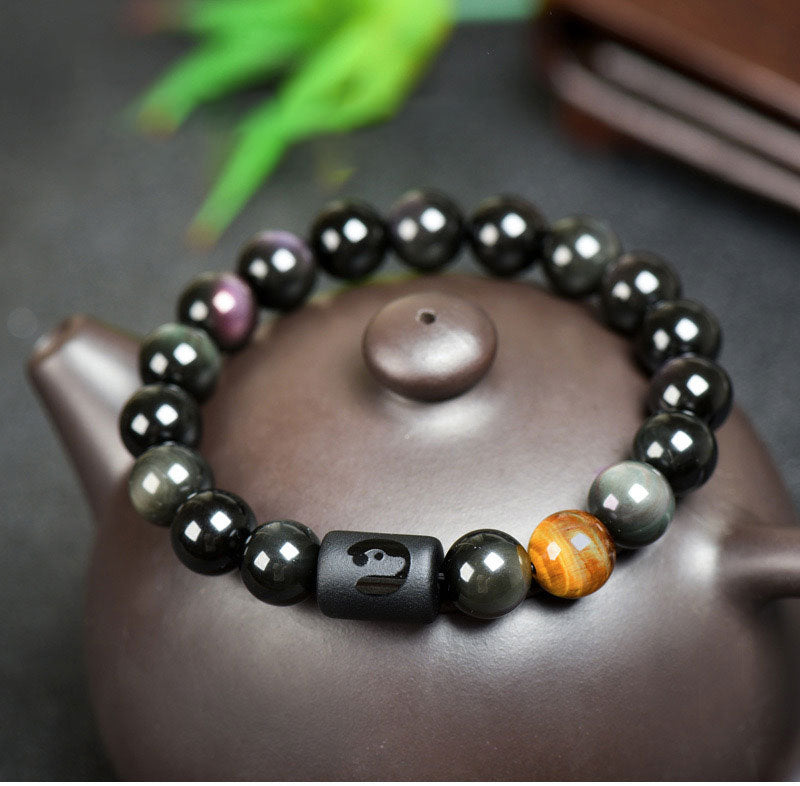 Chinese Zodiac-Natural Obsidian Attract Luck
