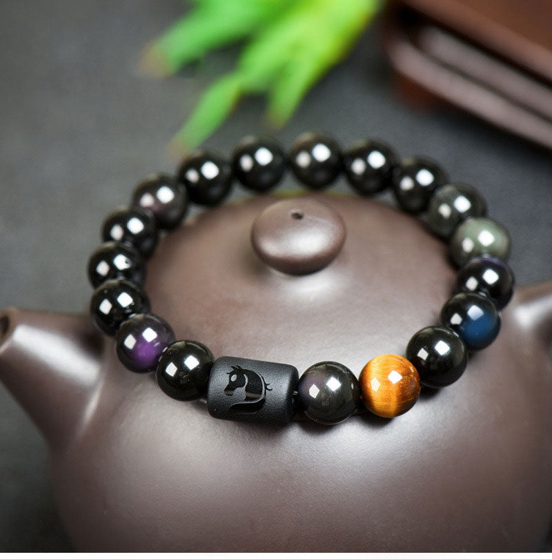 Chinese Zodiac-Natural Obsidian Attract Luck