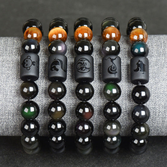 Chinese Zodiac-Natural Obsidian Attract Luck